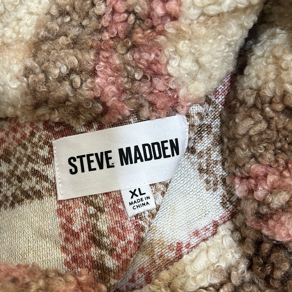 STEVEN MADDEN WOMENS FAUX SHEARLING PLAID SHACKET JACKETS PLAID SZ XL - Picture 8 of 13